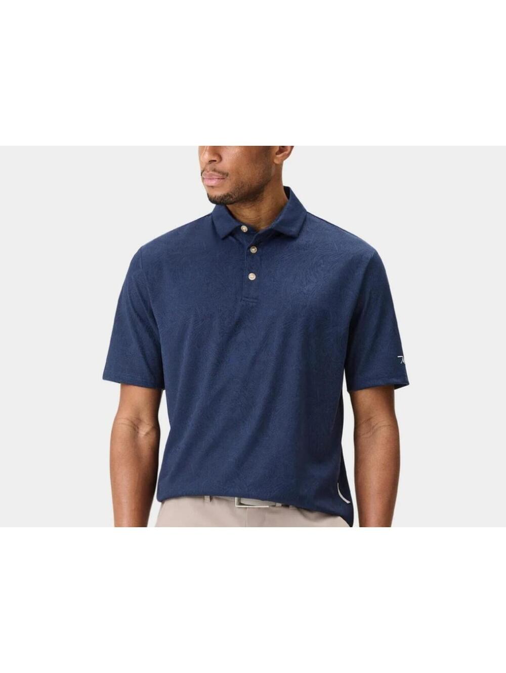 NEW Macade Men's Paisley Core Polo Shirt Blue Performance Stretch MEDIUM NWOT